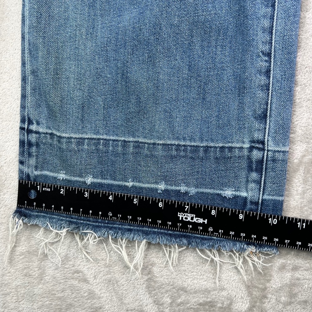 Gap 1969 Wide-Leg High Rise Jeans Womens 28 Blue Medium Wash Raw Frayed Hem - Picture 7 of 16